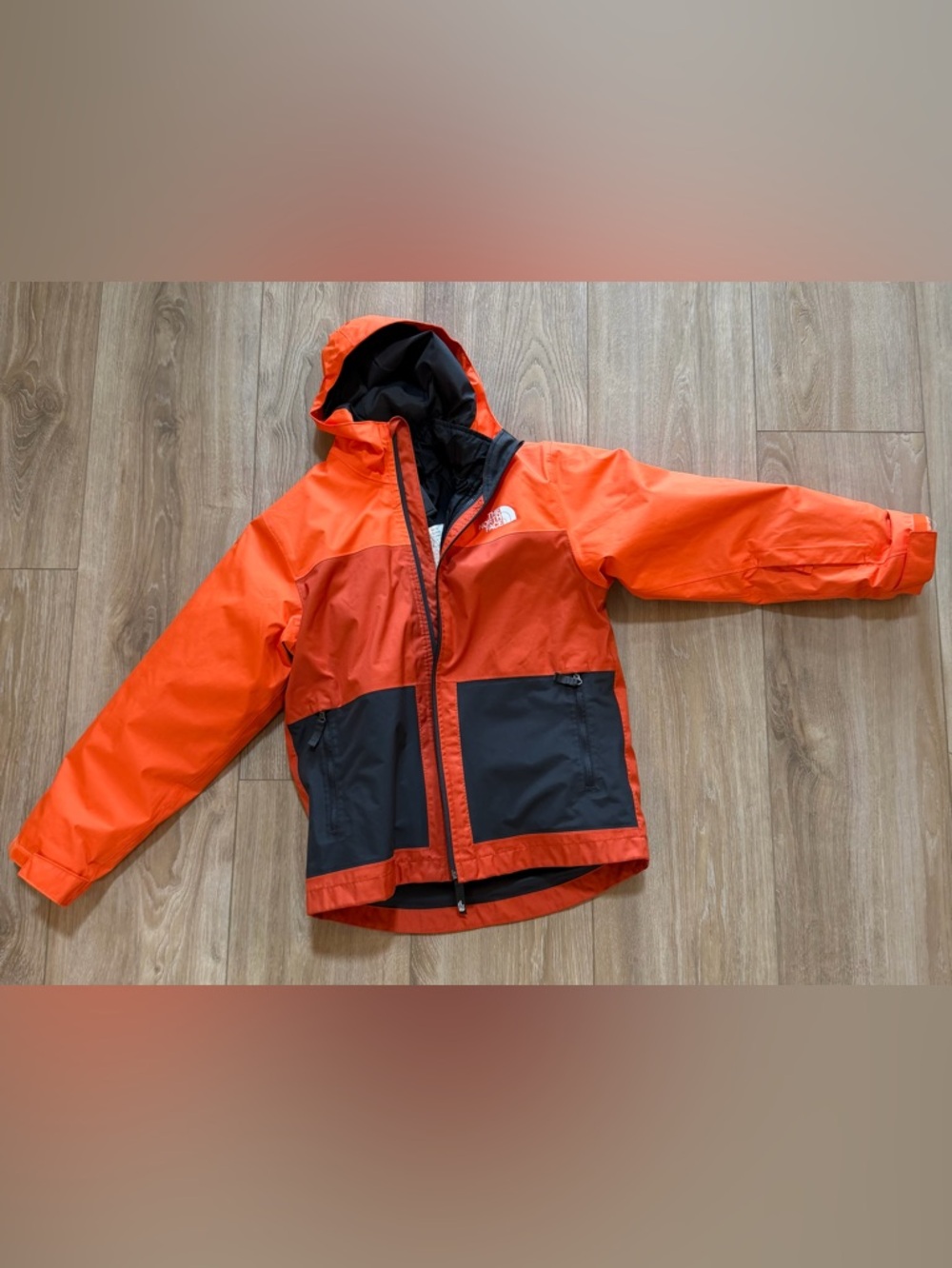 The North Face Orange and Black Kids' Hooded Coat